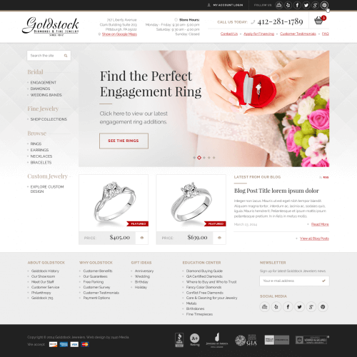 Goldstock Jewelers Pittsburgh Web Design